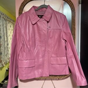 BNWT Vintage 100% Genuine Pink Leather Jacket